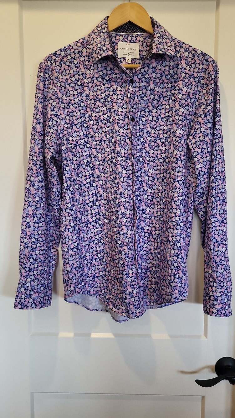 CON.STRUCT Slim Fit Cooling Comfort 4-Way Stretch Mini Floral Dress Shirt, size